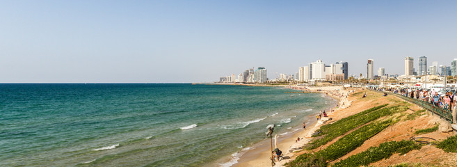 Fototapeta premium Promenade and beach of Tel Aviv modern