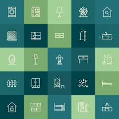 Modern Simple Set of buildings, furniture, housekeeping Vector outline Icons. Contains such Icons as  medical,  background,  building, bunk and more on green background. Fully Editable. Pixel Perfect.