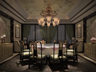 3d render of dining room