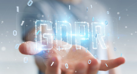 Businessman using digital GDPR interface 3D rendering