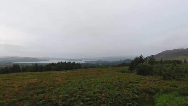 Aerial shot of the Conic Hill and parts of Loch Lomond, Scotland.