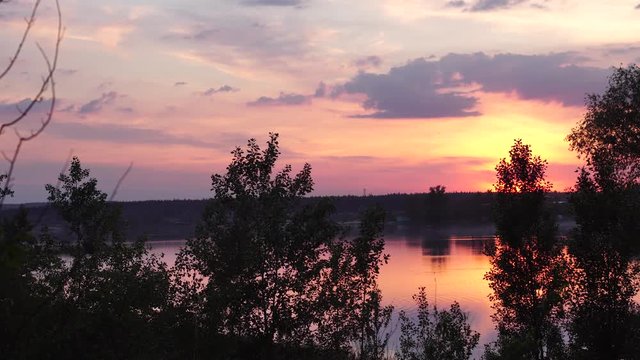 timelapse of a beautiful sunset on the river