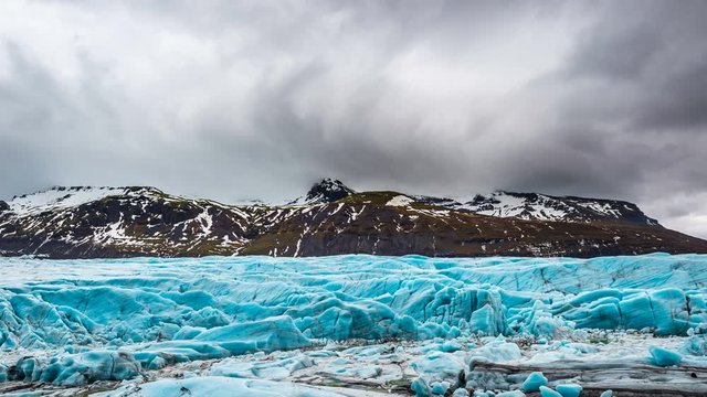 Time lapse of glacier and clouds in winter, Landscape in Iceland.