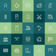 Modern Simple Set of buildings, furniture, housekeeping Vector outline Icons. Contains such Icons as pattern,  modern,  furniture,  dirty and more on green background. Fully Editable. Pixel Perfect.