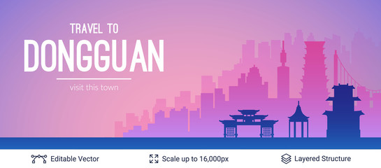 Dongguan famous China city scape.