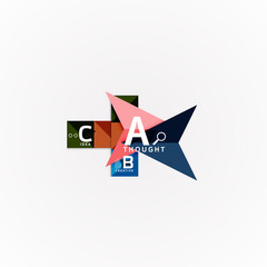 Abstract geometric option infographic banners, a b c steps process