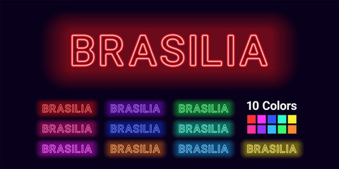 Neon name of Brasilia city