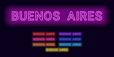 Neon name of Buenos Aires city