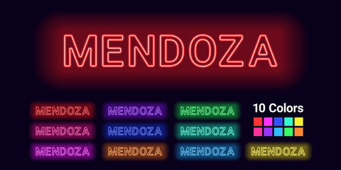 Neon name of Mendoza city