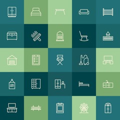 Modern Simple Set of buildings, furniture, housekeeping Vector outline Icons. Contains such Icons as  landscape,  cooking,  concept,  sink and more on green background. Fully Editable. Pixel Perfect.