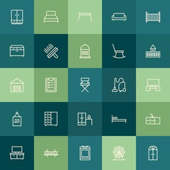 Modern Simple Set of buildings, furniture, housekeeping Vector outline Icons. Contains such Icons as  landscape,  cooking,  concept,  sink and more on green background. Fully Editable. Pixel Perfect.