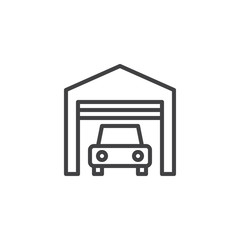 Car garage outline icon. linear style sign for mobile concept and web design. Internal parking simple line vector icon. Symbol, logo illustration. Pixel perfect vector graphics