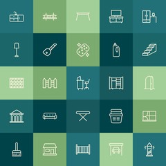 Modern Simple Set of buildings, furniture, housekeeping Vector outline Icons. Contains such Icons as  landscape,  home,  small, paint,  art and more on green background. Fully Editable. Pixel Perfect.