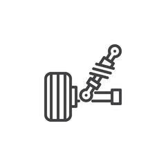 Car Suspension outline icon. linear style sign for mobile concept and web design. Wheel tire and shock absorber simple line vector icon. Symbol, logo illustration. Pixel perfect vector graphics