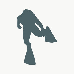Silhouette of diver. Icon diver. The concept of sport diving.