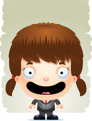 Smiling Cartoon Girl in a Suit