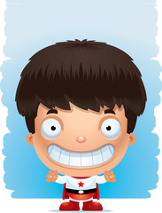 Cartoon Boy Superhero Smiling