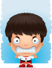 Angry Cartoon Boy Superhero
