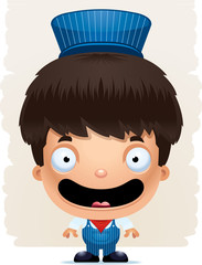 Cartoon Boy Conductor Smiling