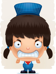 Angry Cartoon Girl Conductor