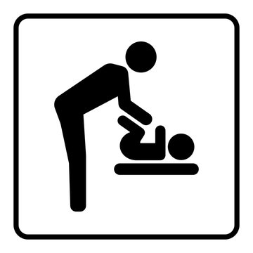 gz88 GrafikZeichnung - nmss3 NewModernSanitarySign nmss - german: Babywickelraum - Windel / Piktogramm - english: baby changing room - diaper / symbol / pictogram - illustration - square xxl g6113