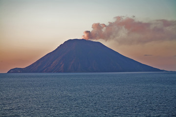 Sunset with volcano