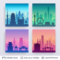 Collection of famous chinese city scapes.