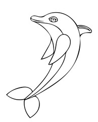 Vector illustration of dolphin jumping on the wave