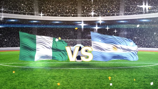 3D animation of Nigeria vs Argentina with soccer ball 2018