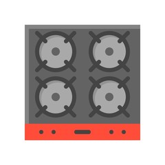 Gas stove, stove top arial view icon