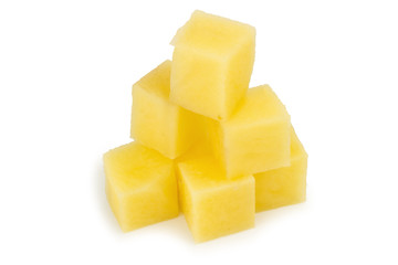potato cube piece pile isolated on white background
