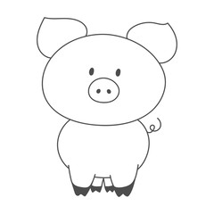 Naklejka premium Pig silhouette. Piggy contour. Piglet outline. Vector illustration.
