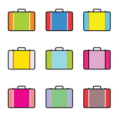 travel bag vintage set illustration