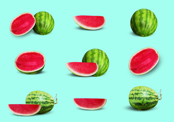 Tropical country fruit series - Watermelon isolated on green background