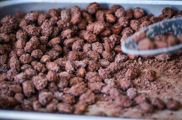 roasted peanuts close up view