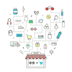 Set of Sport and Fitness Equipment Linear Icons