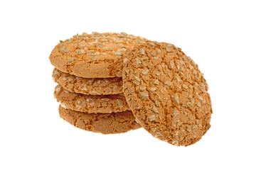 round cookies with sunflower seeds on white background