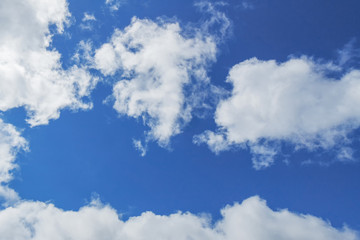 Blue sky and white clouds. Nature cloud landscape. Clouds in the blue sky. Blue sky background