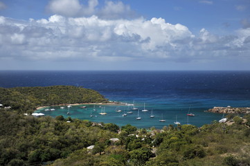 Fototapeta na wymiar Antigua. This is how the English bay looks on the island after a sailing regatta