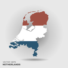 Map and flag of the Netherlands
