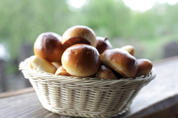 Wicker basket with pies