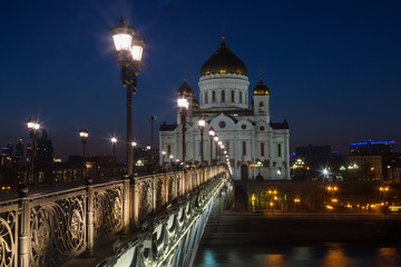 Orthodox church of Christ the Savior in night, Moscow