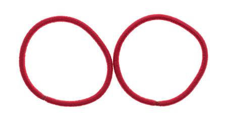 Two red ponytail holders isolated on a white background.