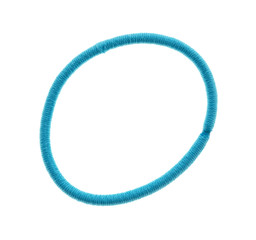 Blue ponytail holder isolated on a white background.