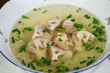 Georgian khinkali soup