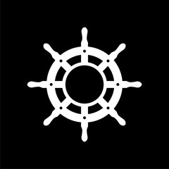 Obraz premium Steering wheel of the ship, Ship wheel line icon on dark background