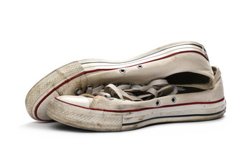 old white sneakers isolated