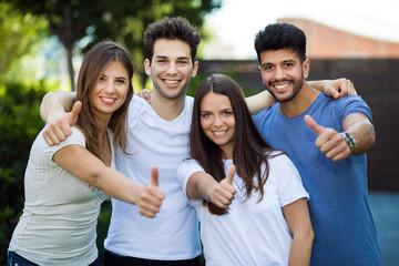 Outdoor portrait of a group of friends