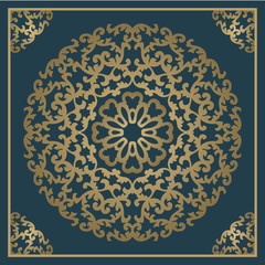 Vintage gold background, vector square ornamental frame with place for text. Can be used for documents, book cover, album, menu, poster, certificate.