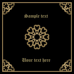 Vintage gold background, vector square ornamental frame with place for text. Can be used for documents, book cover, album, menu, poster, certificate.